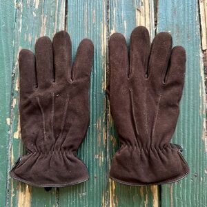 Brown Suede-Like Winter Gloves with Elastic Fit